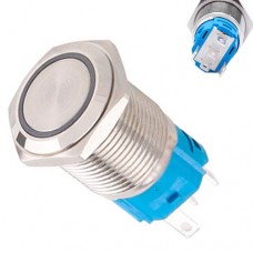 Кнопка 19мм, що фіксується, 9-24В, білий LED, 5pin, 19K-P11DZ