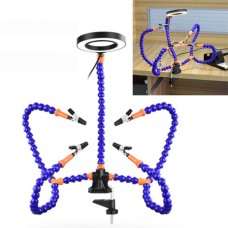 Тримач плат для паяння, третя рука, 5 гнучких валів, з лупою та LED