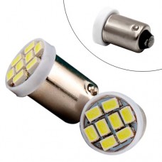 LED BA9S T4W лампа в автомобіль 2шт, 8 SMD 3020, білий