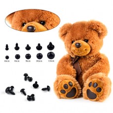 Очі для іграшок 6-12мм гвинтові з фіксатором 100шт, пластикові, набір