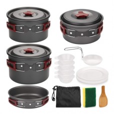 Набір похідного посуду складаний на 5 персон, 13 предметів, алюміній, AL-500