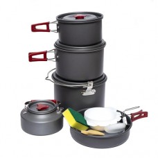 Набір похідного посуду складаний на 6 персон, 14 предметів, алюміній, AL-601