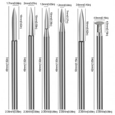 Набір фрез по дереву 6шт, хвостовик 2.35мм, для гравера, сталь у кейсі