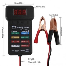Тестер індикатор стану автомобільного акумулятора 12-24В із затискачами ЖК
