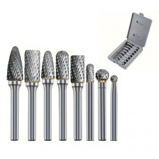 Набір борфрез по металу 8шт, хвостовик 6мм карбід вольфраму, в кейсі