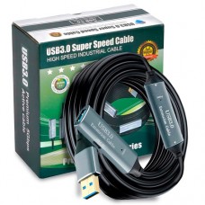 USB 3.0 подовжувач активний репітер, кабель AM - AF з Type-C, 10м, Premium