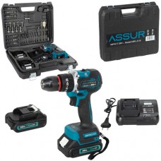 Дриль ударний 21В 0-400/0-1500об/хв 10мм, 2 акб 1.5Ач, набір в кейсі, Assur LD18B
