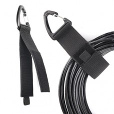 Органайзер фіксатор з карабіном та липучкою 23см для кабелів, нейлон