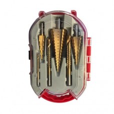 Набір свердл ступінчастих 3шт 4-32мм та фрезерних 3шт 3-8мм, HSS сталь, в кейсі