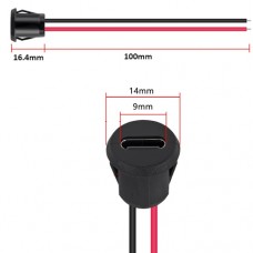 Роз'єм гніздо живлення Type-C, 5шт, з проводом 2pin 24AWG 10см