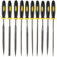 Набір надфілів 10шт з ручками 4x160мм, універсальних, високовуглецева сталь.