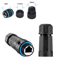 З'єднувач RJ45 CAT6 IP68 водонепроникний, вуличний, PA66