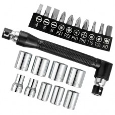 Ключ кутовий торцевий 1/4 L-подібний з 10 бітами та 9 торцевими головками