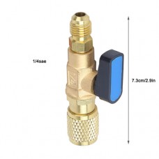 Кран для заправного шланга під фреон R22, 1/4 SAE, прямий, латунь