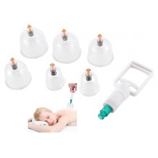 Набір із 6 вакуумних банок для масажу, з насосом, пластик.