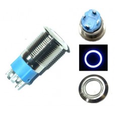 Кнопка 12мм, що фіксується, 3-6В, синій LED, 4pin, 12A-DZ Кнопка 12мм, що фіксується, 3-6В, синій LED, 4pin, 12A-DZ