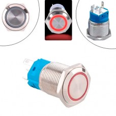 Кнопка 22мм, що фіксується, 12-24В, червоний LED, 5pin, 22F-11EZ