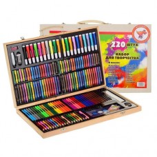 Набір художній для малювання 220 предметів, дерев'яний кейс.