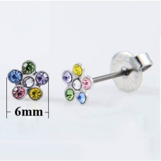 Срібляста сережка, пара, різнокольорові пелюстки