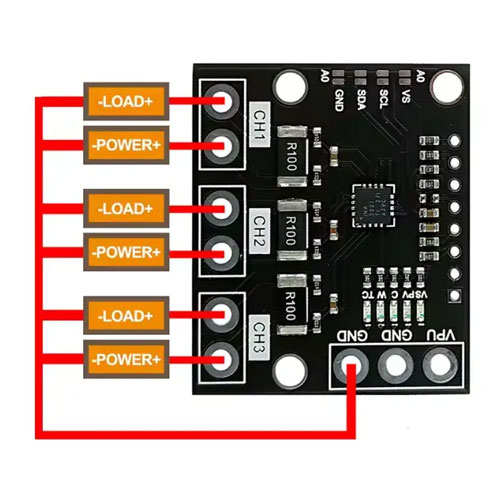 Цифровий датчик напруги струму триканальний I2C INA3221, 107633