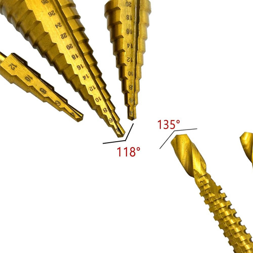 Набір свердл ступінчастих 3шт 4-32мм та фрезерних 3шт 3-8мм, HSS сталь, в кейсі, 107849