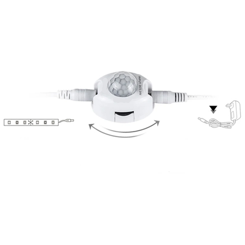 Інфрачервоний датчик руху 5-24В для LED стрічки, 30-600с, що настроюється, 107879