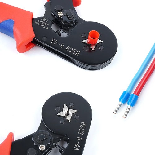 Набір для обтиску наконечників, кримпер 0.25-10мм2 HSC8 6-4A та 1200шт клем, кейс, 107938