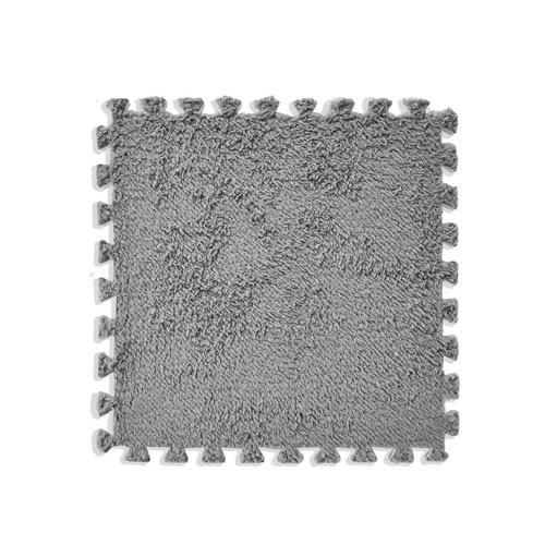 Килимок пазл плюшевий 30x30см м'який, 10шт, EVA, сірий, 108055