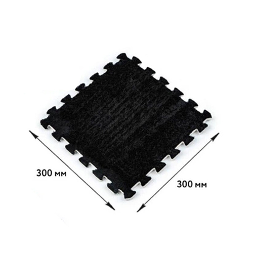 Килимок пазл плюшевий 30x30см м'який, 10шт, EVA, чорний, 108057