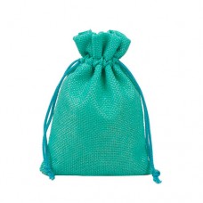 Мішок подарунковий з мішковини 10x14см 50шт на затяжках, зелений
