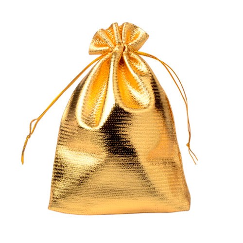Мішечок подарунковий із парчі 9x12см 100шт на затяжках, золото, 106407