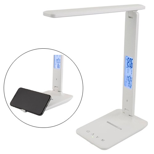 Лампа настільна LED з бездротовою зарядкою 10Вт та РК, TX26C0, біла, 106502