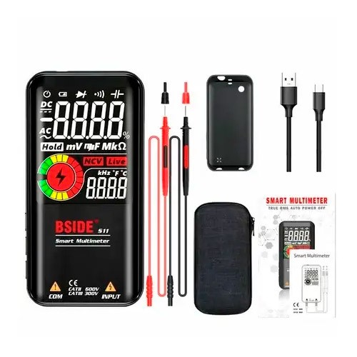 Мультиметр цифровий BSIDE S11, True RMS NCV, 9999 відліків, АКБ, ліхтарик, 106672