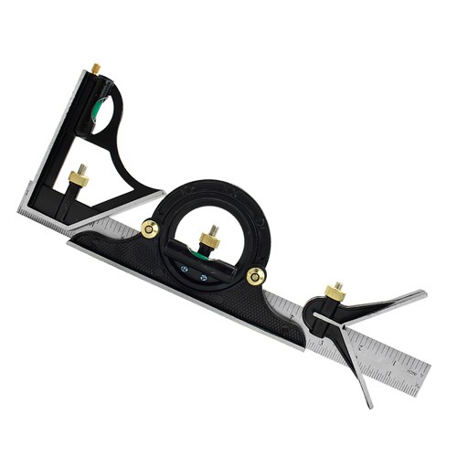 Кутомір з транспортиром та рівнем 300мм, складовий будівельний косинець 3в1, 106689