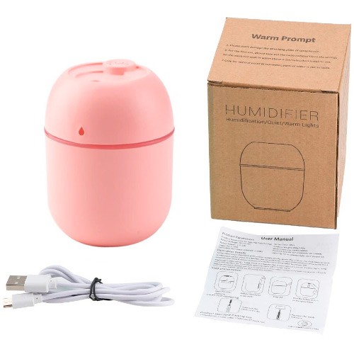 Зволожувач повітря ультразвуковий міні 220мл USB дифузор портативний, рожевий, 106926