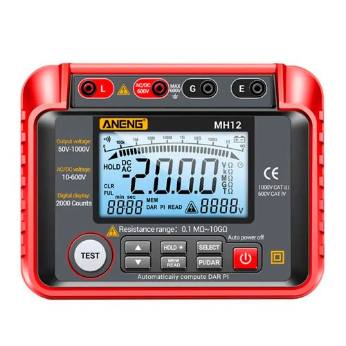 Тестер ізоляції опору до 10ГОм, DAR PI, мегаомметр ANENG MH12, 107014