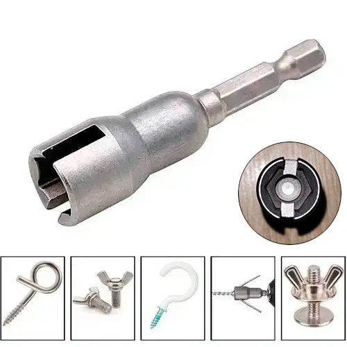 Ключ для барашкових гайок та гачків 65мм, тип В, насадка для шуруповерта, CR-V, сірий, 107176