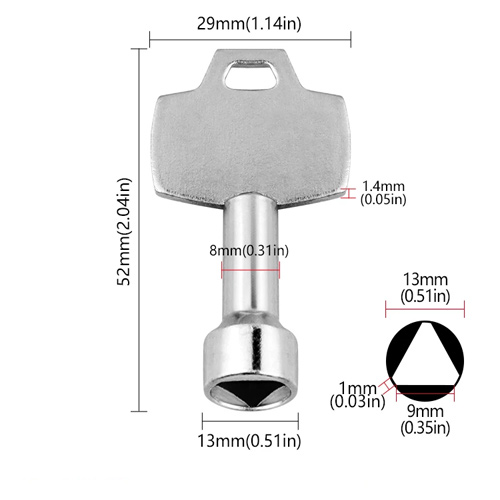 Ключ трикутник для щитових шаф люків, універсальний, MS705, 107420