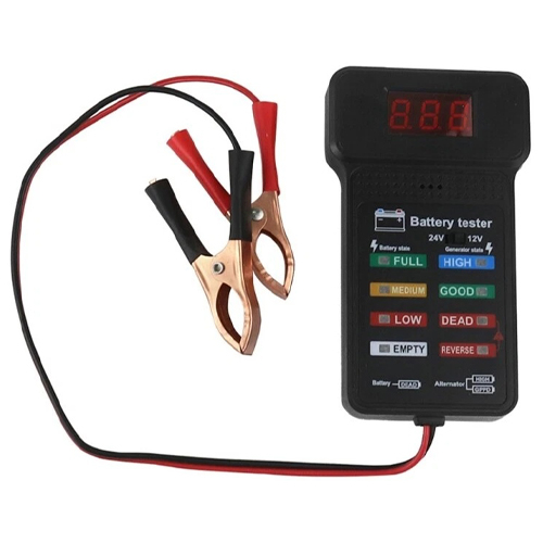 Тестер індикатор стану автомобільного акумулятора 12-24В із затискачами ЖК, 107489