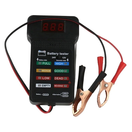 Тестер індикатор стану автомобільного акумулятора 12-24В із затискачами ЖК, 107489