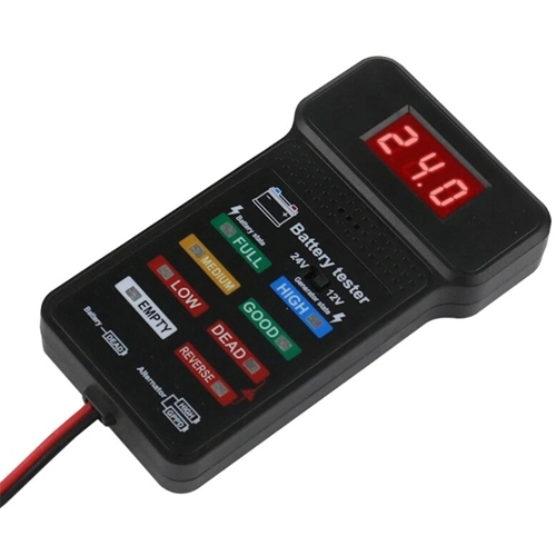 Тестер індикатор стану автомобільного акумулятора 12-24В із затискачами ЖК, 107489