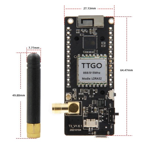 LILYGO TTGO LoRa32 T3 v1.6.1 ESP32 433МГц OLED, плата розробника, 107565