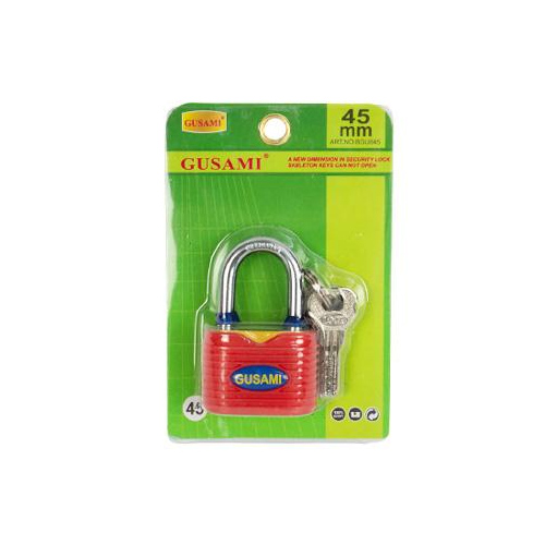 Замок навісний висячий 45мм, сталева дужка, 4 ключі, GUSAMI, 107602