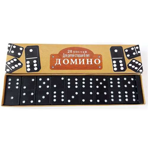 Настільна гра Доміно, 28 кісток, чорні, пластик, 107596