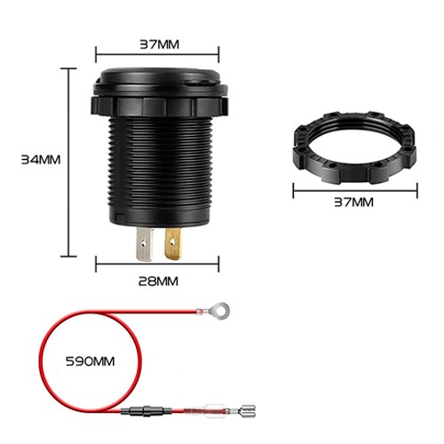 Вбудований адаптер Type-C PD USB QC3.0 з вольтметром 12-24В в прикурювач, 106232