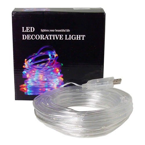 Гірлянда світлодіодна кольорова USB стрічка 100 LED 10м, дюралайт, 105846