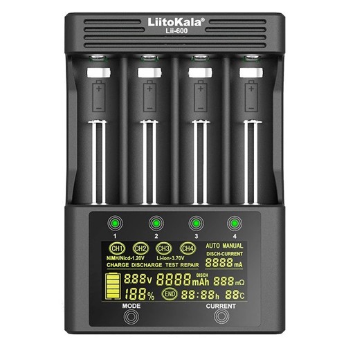 Розумний зарядний пристрій Liitokala Lii-600 Li-ion розряд ємність, 4 канали, 106265