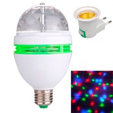 Диско лампа обертається світлодіодна, E27 LED RGB 3Вт і мережевий адаптер Диско лампа обертається світлодіодна, E27 LED RGB 3Вт і мережевий адаптер