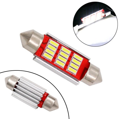 LED C5W C10W 41мм лампа в автомобіль, 12 SMD 4014, з обманкою Canbus, білий, 100014