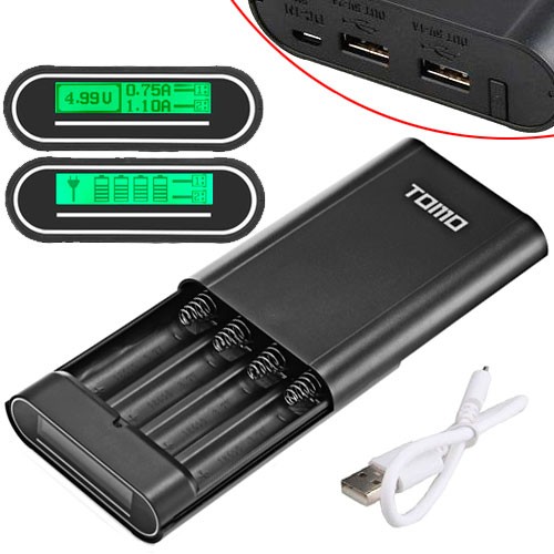 Корпус для Power Bank, зарядка 18650, 4 канали з РК індикацією, TOMO M4, 103291